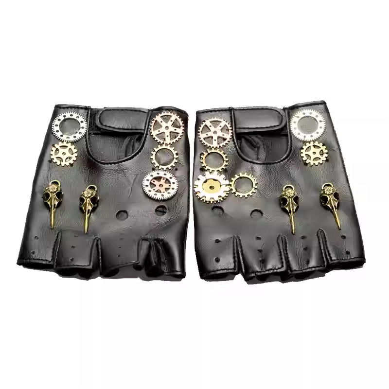 Women'S Fashion Gloves - Steampunk PU lederen vingerloze kompashandschoenen heren