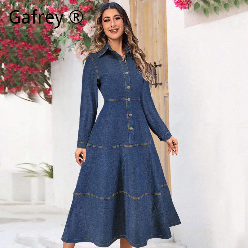 Nieuwe mode denim jeans shirtj - Belted Shirt Dress recensie en prijs