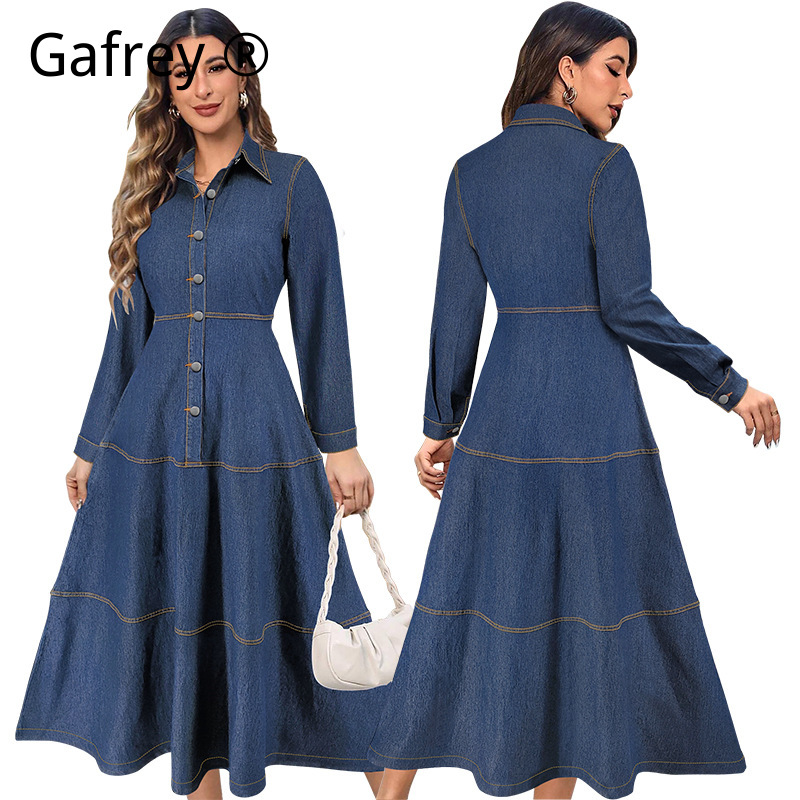 Nieuwe mode denim jeans shirtj - Belted Shirt Dress recensie en prijs