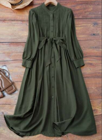 Plus size dames maxi jurk in l - Belted Shirt Dress recensie en prijs
