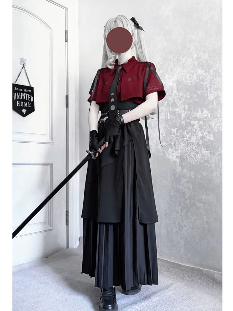 2025 Nieuwe Gothic Vintage Ele - Belted Shirt Dress recensie en prijs