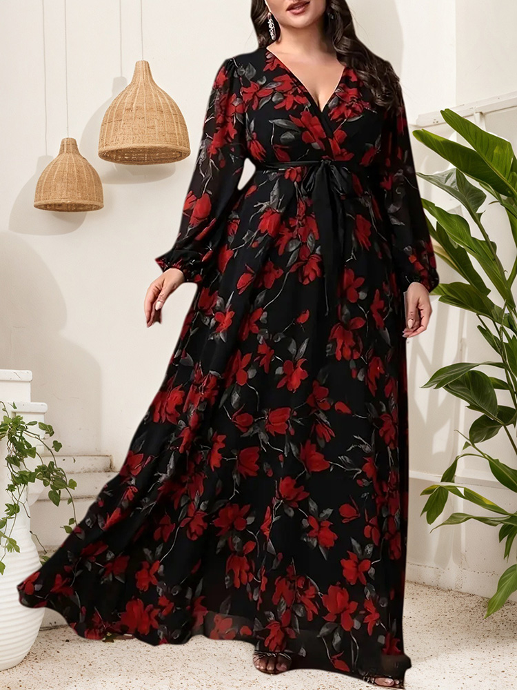 GIBSIE Plus Size Bloemenprint  - Maxi Dress Boho recensie en prijs
