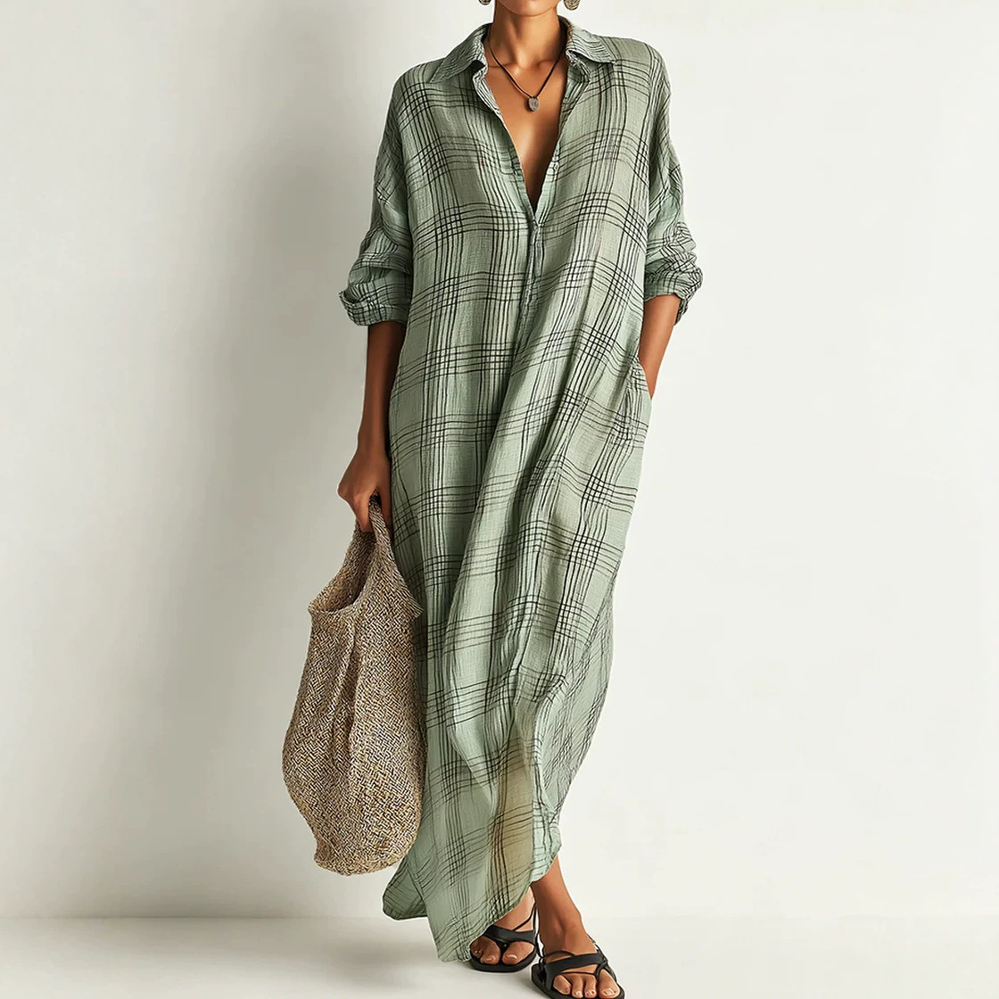 Gedrukte linnen katoenen midi  - Maxi Dress Boho recensie en prijs